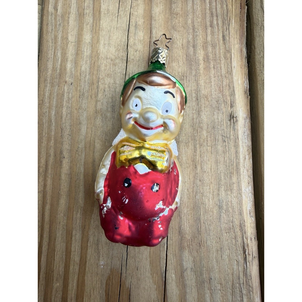 Inge Glas Elf Pinocchio Blown Glass Christmas Tree Ornament Germany 5"